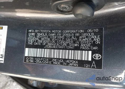 2010 Toyota Corolla Le z USA, uszkodzony, nr VIN JTDBU4EE9A9110941